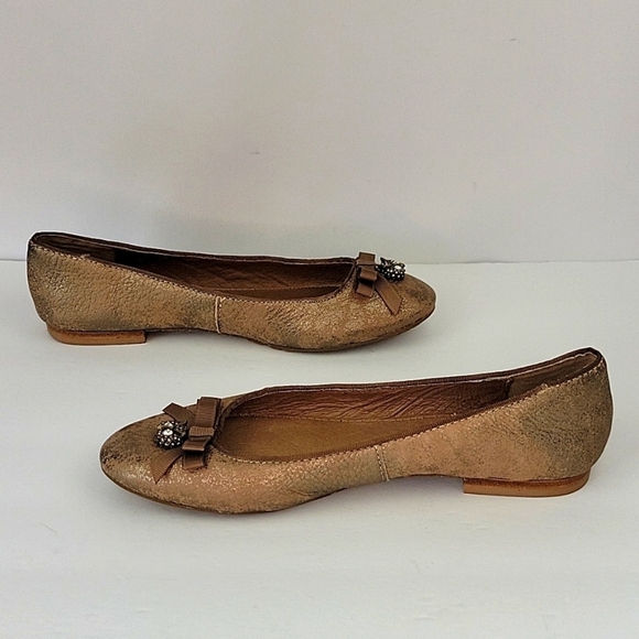 Fossil Burnished Leather Ballet Flats with Owl Charms Bronze Size 7 - Picture 7 of 12